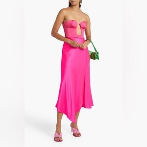 NWT ALICE + OLIVIA Harmony asymmetric satin-crepe skirt